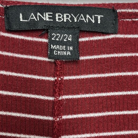 𝅺Lane Bryant Burgundy Striped Long Sleeve Banded Hem Tunic Top Size 22/24 - Picture 5 of 6